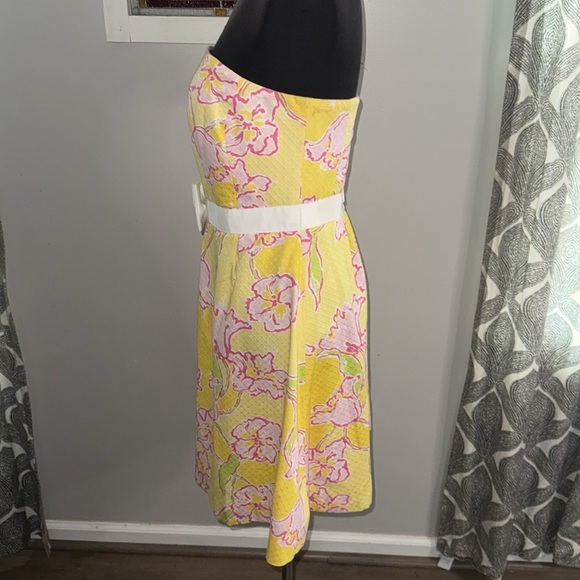 Lilly Pulitzer Amberly Starfruit Yellow Strapless Dress Size 10 - Picture 3 of 10